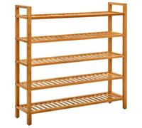 Kaloriko Étagère à Chaussures en chêne Massif 5 Niveaux 100x27x100 cm Robuste et modulable pour Rangement intérieur Couloir Chambre Dressing, Meuble Organisateur empilable