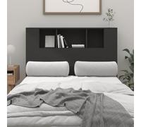 Kaloriko Étagère de tête de lit noire avec étagères, 120 x 18,5 x 102,5 cm, en bois dérivé du bois, design moderne pour chambre à coucher, espace de rangement supplémentaire pour livres et décorations