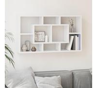 Kaloriko Étagère murale à 8 compartiments - Blanc brillant - En bois - 85 x 18 x 85 cm - Peu encombrant - Pour salon, chambre à coucher, cuisine, bureau, comme étagère flottante avec beaucoup d'espace