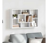 Kaloriko Étagère murale blanche en bois 85 x 16 x 52,5 cm avec huit compartiments, étagère compacte pour salon, chambre à coucher, bureau, espace de rangement polyvalent et solution de rangement