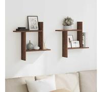 Kaloriko Étagères murales 2pcs chêne Marron Bois d'ingénierie 50x12x50 cm Support de Rangement Flottant Design pour Salon Chambre Bureau Cuisine Espace Gain