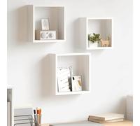 Kaloriko Étagères murales Cube en MDF Blanc 3 pcs, Support Rangement bibliothèque Design Flottant avec Montage Invisible, Dimensions variées pour Salon Chambre Cuisine Bureau