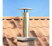 Kaloriko Extension de tête de cheminée argenté en Acier Inoxydable 29 x 29 x 50 cm, Accessoire cheminee pour poele Bois, Insert, Foyer, brasero, Chauffage Exterieur, Protection Contre la Pluie