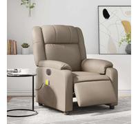 Kaloriko Fauteuil de Massage inclinable électrique Cappuccino Similicuir avec Dossier et Repose-Pied réglables, 6 Points de Vibration, Cadre Bois métal Stable, Confortable pour Salon Bureau détente