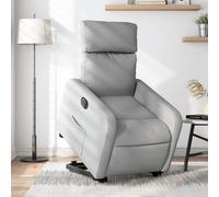 Kaloriko Fauteuil de relaxation électrique en tissu gris clair réglable avec repose-pieds, rembourrage, dossier, accoudoir, bois et métal robuste, fauteuil de salon ergonomique pour lire et se