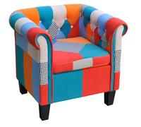 Kaloriko Fauteuil Design Patchwork en Tissu Polyester, Coussin rembourré 45x47 cm, Dossier 44 cm, accoudoir Confortable, Structure en Bois de pin et contreplaqué, idéal Salon, Chambre, Bureau détente