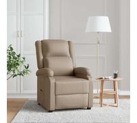 Kaloriko Fauteuil inclinable Cappuccino en Similicuir Confortable avec Dossier et Repose-Pied réglables, accoudoirs rembourrés, Cadre Bois et métal pour Salon Bureau Lecture intérieur