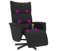 Kaloriko Fauteuil inclinable de Massage en Similicuir Noir avec Repose-Pieds, Dossier réglable, pivotant 360 degrés, siège rembourré Confortable, Cadre métal et contreplaqué