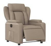 Kaloriko Fauteuil inclinable électrique Cappuccino en Similicuir avec accoudoirs rembourrés, Moteur électrique pour Dossier et Repose-Pied réglables, Cadre Bois et métal pour Salon, Bureau
