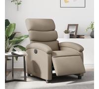 Kaloriko Fauteuil inclinable électrique Cappuccino en Similicuir Confortable avec accoudoir rembourré Moteur réglable Dossier et Repose-Pied 70x99,5x92 cm Design Bois métal pour Salon Bureau Lecture