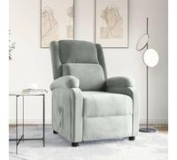 Kaloriko Fauteuil inclinable Gris Clair Velours, Dossier et Repose-Pieds réglables, Cadre Bois et métal, siège rembourré Confortable avec accoudoirs Larges, idéal Salon Lecture Bureau Coin détente