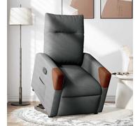 Kaloriko Fauteuil inclinable Gris foncé en Tissu rembourré avec accoudoirs Larges Dossier Ajustable Manuel et Fonction Levage électrique Chaise Confortable pour Salon Bureau Lecture Relax intérieur