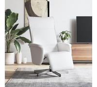 Kaloriko Fauteuil relax avec repose-pieds en cuir synthétique blanc, pivotant, dossier réglable et accoudoir, fauteuil de salon ergonomique pour salon, bureau, chambre à coucher, coussin et tabouret
