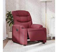 Kaloriko Fauteuil relax électrique bordeaux avec housse en tissu, rembourrage et dossier réglable, repose-pieds, accoudoir, salon TV ergonomique pour salon et chambre à coucher