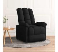 Kaloriko Fauteuil relax en tissu noir avec dossier et repose-pieds réglables, cadre en bois et métal, rembourré ergonomique, idéal pour le salon, le bureau, le salon pour lire et se détendre