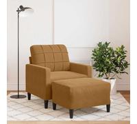 Kaloriko Fauteuil Velours Marron 60 cm avec Repose-Pied, canapé Convertible modulable pour Salon séjour Chambre Bureau, Design scandinave Moderne Vintage Relax