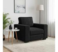 Kaloriko Fauteuil Velours Noir 100x77x82 cm avec Mousse épaisse et Cadre Robuste en Acier pour Salon séjour Bureau Confortable Design Moderne Vintage