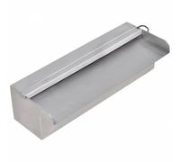 Kaloriko Fontaine cascade en acier inoxydable rectangulaire de 30 cm avec 15 LED blanches, étanche, résistante au chlore, décorative pour jardin, terrasse, balcon, cour, son apaisant, montage facile