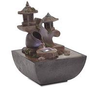 Kaloriko Fontaine d'intérieur en polyrésine avec Lampe LED et Pompe électrique, Cascade compacte 13,5 x 13,5 x 18,5 cm, décoration Zen pour Salon, Patio et terrasse, Effet d'eau apaisant