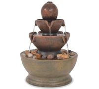 Kaloriko Fontaine d'intérieur en polyrésine Marron avec Pompe 3 W, 17,5 x 17,5 x 23 cm, Effet Cascade, décoration Mur, Source Eau, Vasque, Salon Maison Zen Relaxant