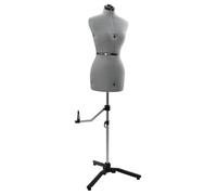 Kaloriko Forme de Robe Ajustable Féminine en Velours Gris avec Support Stable, Épingleur Intégré, Rotation 360°, Dimension 95-160 cm, Idéal pour Atelier de Couture, Modélisme, Création de Vêtements