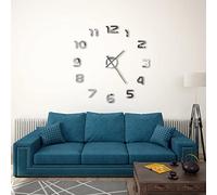 Kaloriko Horloge Murale 3D Design Moderne argenté 100 cm XXL en EAV, Pendule décorative pour Salon Cuisine Chambre Bureau Salle à Manger entrée