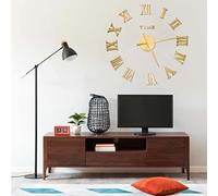 Kaloriko Horloge Murale 3D Design Moderne doré 100 cm XXL en EAV, Cadran analogique, Aiguille Quartz, silencieuse, pour Salon Cuisine Chambre Bureau intérieur élégant