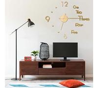 Kaloriko Horloge Murale 3D doré Design Moderne XXL 100 cm en EAV avec Cadran Quartz analogique silencieuse, Pendule décorative pour Salon Cuisine Chambre Bureau entrée intérieur Maison