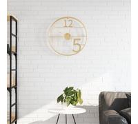 Kaloriko Horloge Murale dorée en Fer Ø50 cm, Mouvement Quartz Silencieux, Cadran analogique lisible, Design Vintage rétro pour Salon, Chambre, Bureau et décoration intérieure élégante