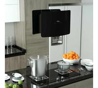 Kaloriko Hotte aspirante îlot en Verre trempé Noir, écran LCD Tactile, 3 Vitesses, éclairage LED, Filtre Charbon et Filtre Graisse Lavable, Suspension réglable Plafond Cuisine 55 x 37 cm