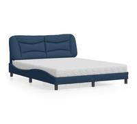 Kaloriko Hvar Lit rembourré, bleu, 160 x 200 cm, housse en tissu, design en forme de vague, respirant, durable, matelas en mousse confortable H2/H3, pour un sommeil réparateur