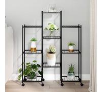 Kaloriko Jardinière avec Roues en Fer Noir, Support tuteur pour Plantes grimpantes, étagère à Fleurs 83 x 25 x 103,5 cm pour Balcon, terrasse, intérieur et extérieur