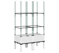 Kaloriko Jardinière avec Treillis Blanc en polypropylène 80x40x142,5 cm surélevée pour Plantes grimpantes Pot Jardin Balcon terrasse avec réserve d'eau et Drainage Naturel