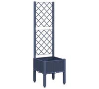 Kaloriko Jardinière avec Treillis Bleu Gris en polypropylène 40x40x142 cm pour Balcon terrasse Jardin, bac Plante avec Drainage et Support pour Fleurs et Herbes aromatiques