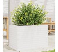 Kaloriko Jardinière Blanc Bois de pin Massif 70x40x45,5 cm pour Jardin Balcon terrasse intérieur extérieur avec Drainage et Grand Espace pour Fleurs Plantes Herbes aromatiques