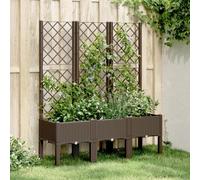 Kaloriko Jardinière Marron avec Treillis en polypropylène 120x40x142 cm pour Jardin extérieur terrasse Balcon Support Plantes grimpantes Culture Fleurs légumes