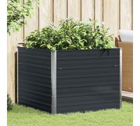 Kaloriko Jardinière surélevée en Acier galvanisé Anthracite 100x100x77 cm avec Bord plié Fond Ouvert Grande capacité pour Plantes Fleurs légumes Jardin Balcon terrasse