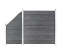 Kaloriko Kit de clôture WPC avec panneau de clôture et inclinaison - 273 x 186 cm - Gris - Composite de bois et plastique - Avec poteaux en aluminium - Brise-vue pour jardin, terrasse, limitation de