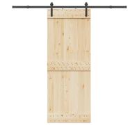 Kaloriko Kit de ferrures de porte coulissante 213,5 cm en acier revêtu par pulvérisation noir, butée de porte, guidage au sol, rail silencieux pour porte de chambre, charge jusqu'à 100 kg, compact et