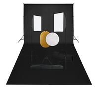 Kaloriko Kit de studio photo avec boîtes à lumière, système de fond, réflecteurs et trépieds en acier, intensité variable, 600 x 300 cm, fond en coton, polyvalent pour photographie, streaming