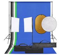 Kaloriko Kit de studio photo avec éclairage Softbox, 5 couleurs de fond, 2 trépieds, 2 lampes photo LED, réflecteur 5 en 1, intensité variable pour photographie, streaming, vlogging, portrait