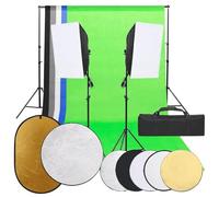 Kaloriko Kit de studio photo avec éclairage Softbox, 5 fonds colorés, réflecteurs, lampes LED lumière du jour, trépieds réglables pour photographie, streaming, vlogging