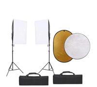 Kaloriko Kit de studio photo avec éclairage Softbox, lampes LED lumière du jour, 2 trépieds, réflecteur 5 en 1 110 cm, intensité variable, idéal pour la photographie, le streaming, le vlogging et les