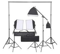 Kaloriko Kit de studio photo avec lumière LED permanente, 3 boîtes à lumière 40 x 40 cm, intensité variable, trépieds en aluminium 75-210 cm, sacs de transport, lampe de surface pour photographie