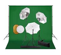 Kaloriko Kit de studio photo avec projecteur de studio, flash et lampe photo, avec fond, réflecteur, 3 parapluies et trépied, intensité variable avec lumière du jour pour portrait, photographie de