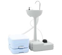 Kaloriko Kit de Toilettes de Camping 2 pièces Bleu et Blanc en polyéthylène Haute densité, léger, Portable, idéal pour Aventure extérieure, randonnée, Trekking, Camping, séjour Nature