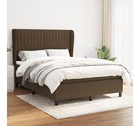 Kaloriko Lit à sommier tapissier avec matelas, marron foncé, 140 x 200 cm, housse en tissu, tête de lit réglable en hauteur, matelas à ressorts ensachés, soutien moyennement ferme, pour un sommeil