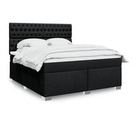 Kaloriko Lit à sommier tapissier avec matelas, noir, 180 x 200 cm, housse en tissu, matelas à ressorts ensachés confortable, tête de lit réglable en hauteur, meubles de chambre à coucher