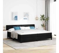 Kaloriko Lit à sommier tapissier avec matelas, noir, 200 x 200 cm, design moderne, tête de lit réglable, cadre en bois de pin, taille de lit impérial pour 2 personnes, matelas à ressorts ensachés à