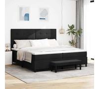 Kaloriko Lit à sommier tapissier avec matelas, noir, 200 x 200 cm, housse en tissu, tête de lit réglable, cadre en bois, lit impérial pour chambre à coucher, sommeil confortable, lit double
